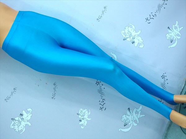 M7-369◆新品!艶やかスカイブルー足掛けトレンカロングスパッツ