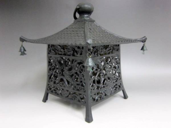 銅地 吊燈籠(吊り灯篭) 雲竜型消金メッキorイブシ 吊り灯篭 院玄型 
