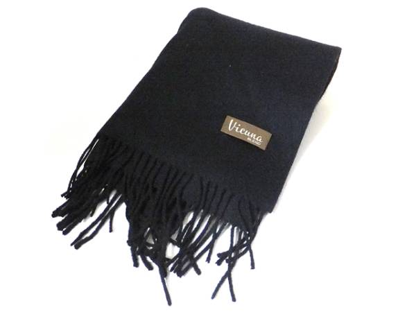 Vicuna ビクーニャ ストール 黒 VICUNA ビクーニャ ビキューナ マフラー カシミヤ 黒 ビキューナ