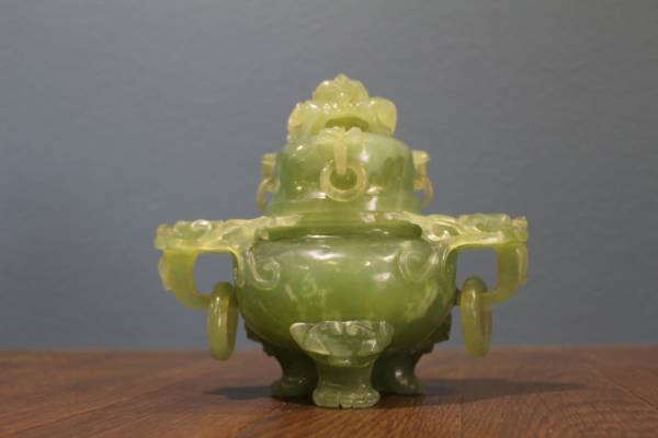 ◇◇中国古玩 骨董 翡翠 龍彫刻 香炉◇◇