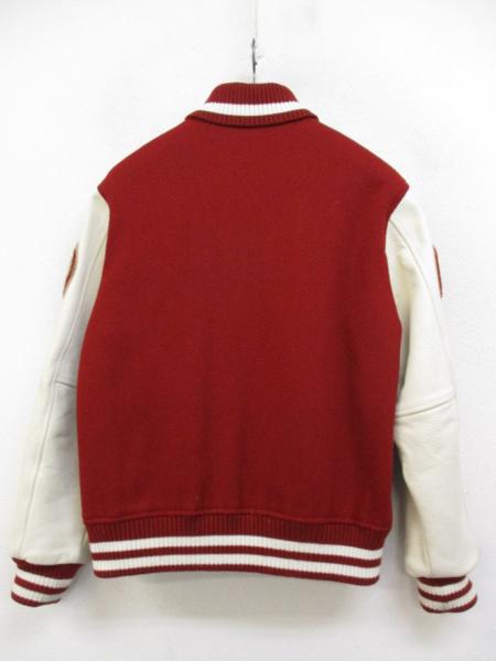 OLD UNIQLO 袖革スタジャンM ユニクロ】MLB レッドソックス 袖革 ウールスタジャン 赤白 M