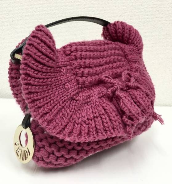FENDI フェンディ ニットバッグ ショルダーバッグ ピンク■fah
