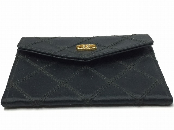 シャネル コインケース ビコローレ 黒 サテン CHANEL ブランド別 し