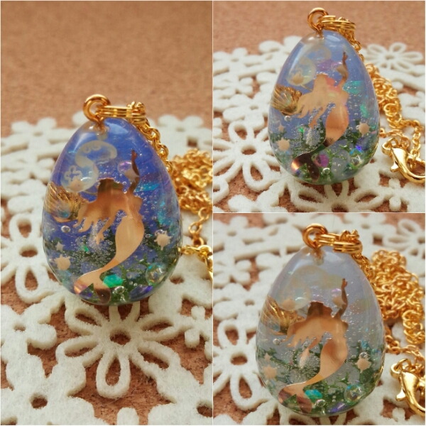 レジン　ハンドメイド　人魚たまご（大）　深海　ネックレス_2