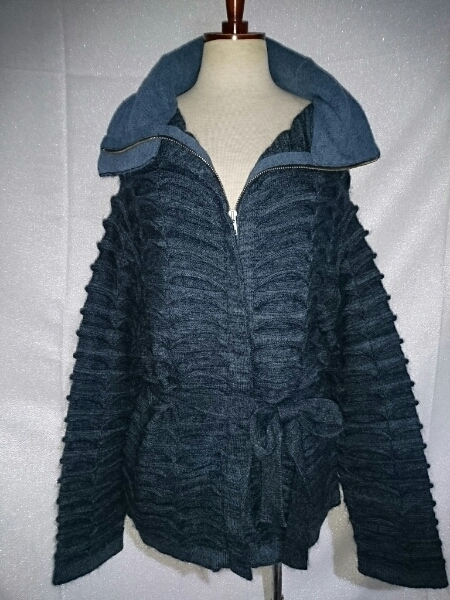 即決！！【‐Martin Margiela①‐マルタン マルジェラ①‐】ニットブルゾンアウター紺ケーブル