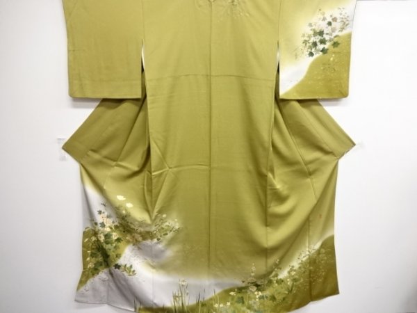 02396# 作家物 金彩箔置き草花模様一つ紋訪問着