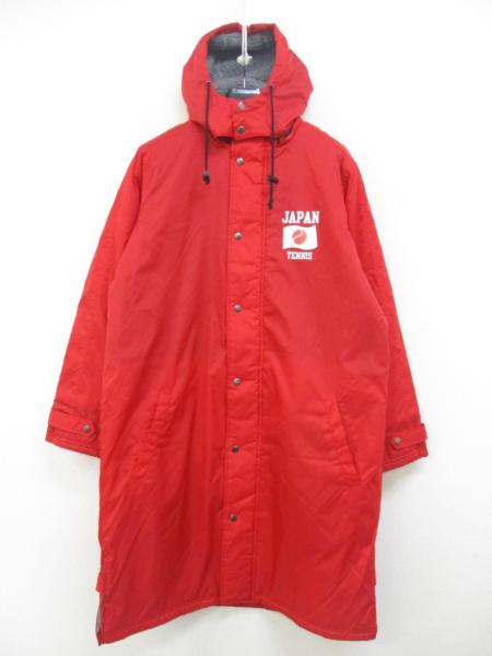 【BEES BEAM】 テニス 日本代表 裏ボア ベンチコート 赤 L