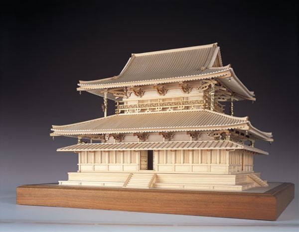 B04727 小林孝心 木製模型 法隆寺 夢殿 ケース付 完成模型 建築模型