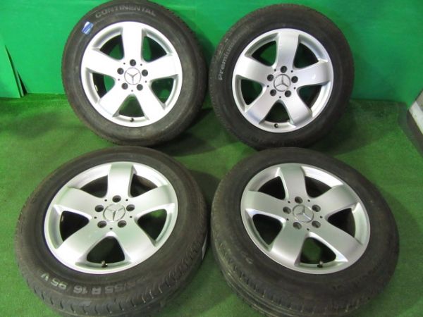 ４本 特価純正セット☆メルセデス ベンツ 純正アルミ+コンチネンタル 225/55R16 225/55-16 ベンツ Eクラス 輸入車 Benz 5/112