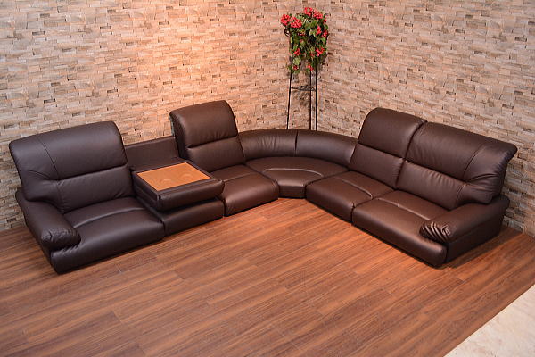コーナーローソファー6点セット 短期使用品　アウトレット家具　ブラウンお買い得セット