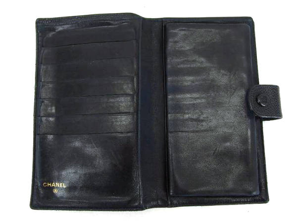 1円 CHANEL シャネル ココマーク キャビアスキン 二つ折り 財布 ウォレット 小銭入れ 札入れ カード入れ レディース ブラック系 FT5102 1円 シャネル キャビアスキン BR081 2折 ポーチ
