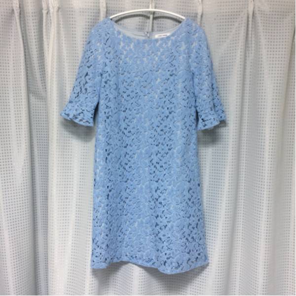 レストローズ 美品 サンプル レースワンピース（青 ブルー サック 