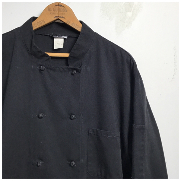 1980's～ USA製 Chefwear シェフジャケット 黒 XL マオカラー カンフー チャイナ ヴィンテージ