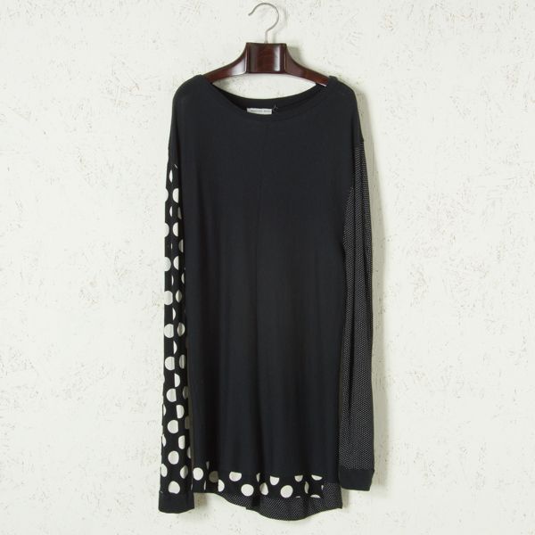 Physical Novel フィジカルノーベル カットソー オーバーサイズ コットン ドット ブラック/ホワイト 黒/白 F w0040m-03-004