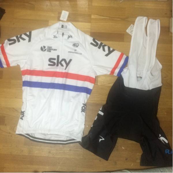 TEAM SKY サイクルジャージ&ビブショーツセット 白 M