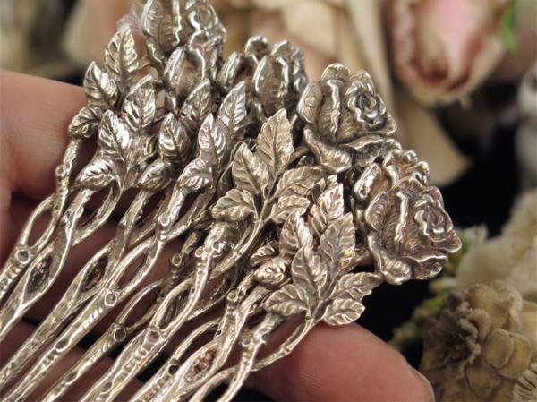 835 SILVER 純銀無垢 西洋アンティーク ドイツ ヒルデスハイムローズ