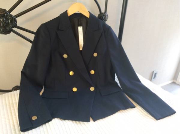 未使用に近い 21SS アナイ ANAY ジャケット シルク 38 M 紺 アナイ ANAYI 新品タグ付き ジャケット 38 定価3万3600円 濃紺