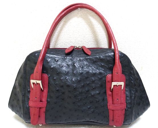 美品 本革 JRA オーストリッチ フルポイント 駝鳥革 ショルダーバッグ 