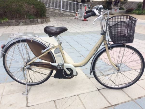 大阪府　ヤマハ　電動アシスト自転車 クリーム色 売り切り！7Ah／ヤマハ／電動自転車／クリーム色／中古／電動アシスト