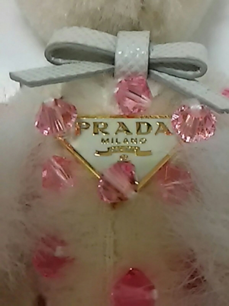 プラダ キーホルダー(チャーム) 美品 白×パープル クマ/ビーズ