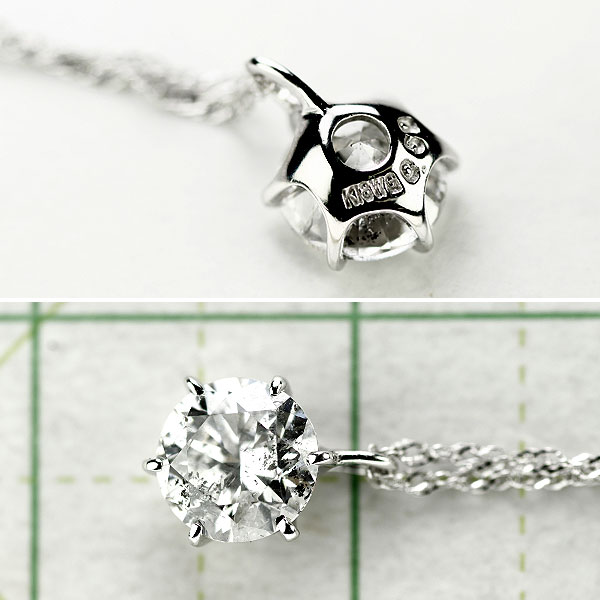 1円～ K18WG ダイヤモンド ペンダントネックレス 0.50ct SELBY
