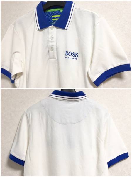 美品 HUGO BOSS◆半袖シャツ◆白×青XL
