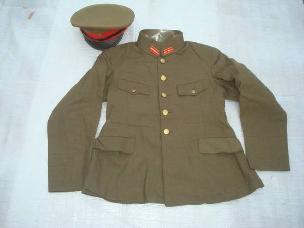 旧大日本帝國陸軍少尉 九八式 夏用上衣 襟カラー付き 将校帽 襟章 同一