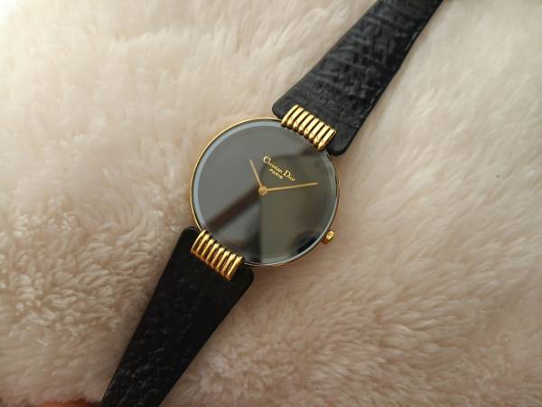 美品ジャンク・Christian Dior/クリスチャンディオール ブラックムーン レディース腕時計