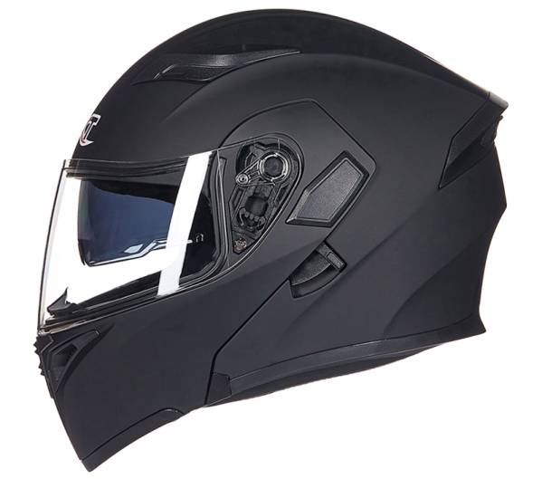 GXT☆ダブルレンズ フリップアップヘルメット 全8色 艶消し黒 M