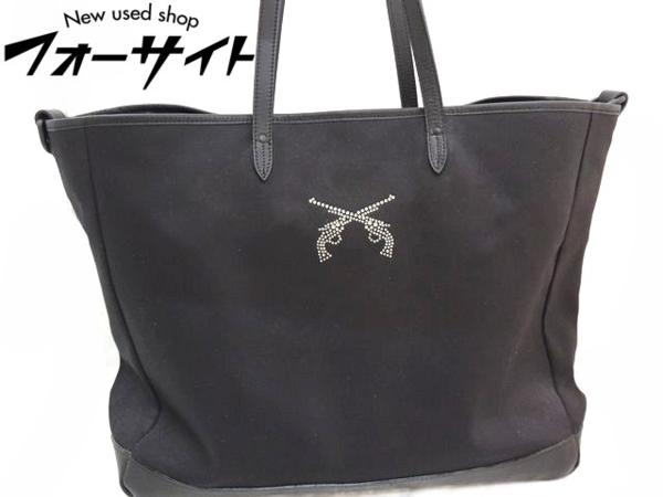 美品 roar ロアー□スワロフスキー ピストル デザイン ブラック トート 