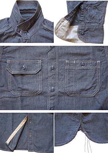 ◇新品！【桃太郎ジーンズ】MS033（5オンス オリジナル セルヴィッチ シャンブレー ワークシャツ）インディゴの40 送料無料！ MOMOTARO JEANS（桃太郎ジーンズ） 『0205SP』 15.7oz 特濃