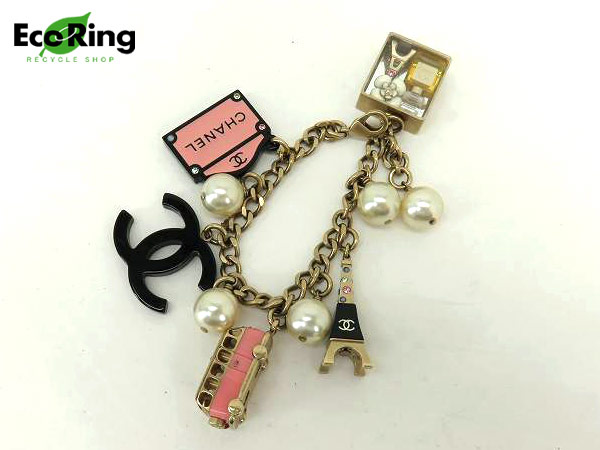 1円 シャネル ココマーク エッフェル塔 チャーム キーホルダー 小物 CQ695