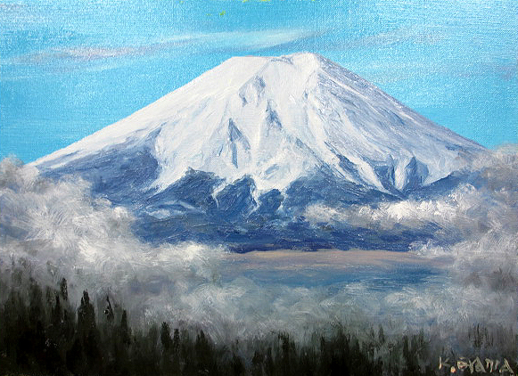絵画 油絵 送料無料 肉筆 富士山 F10号 肉筆油絵 洋画 F10 額入り 絵 額装