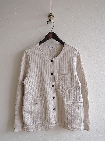 アーメン ARMEN *コットンノーカラージャケット*綿ストライプ 