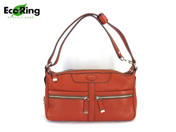 1円 トッズ 2way トートバック レザー ショルダーバッグ レディッシュブラウン EB686