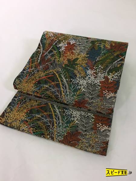 スピ買■ 着物 1円 優品 袋帯 金色 草 異国の薫 金彩 六通 正絹 ☆☆☆