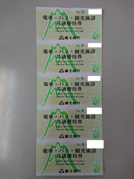 富士急行 電車・バス・観光施設共通優待券5枚 株主優待