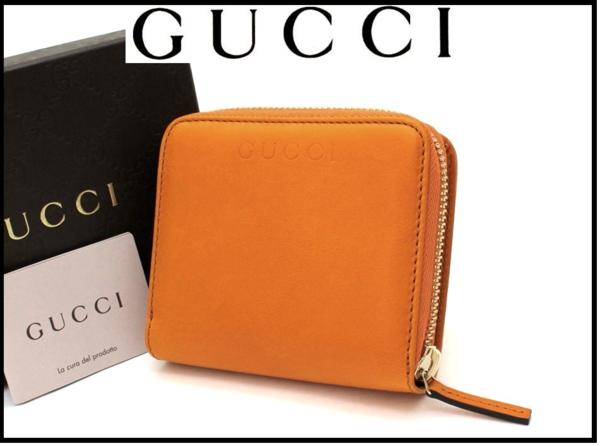 7万新品◇GUCCI グッチ オレンジ二つ折り財布