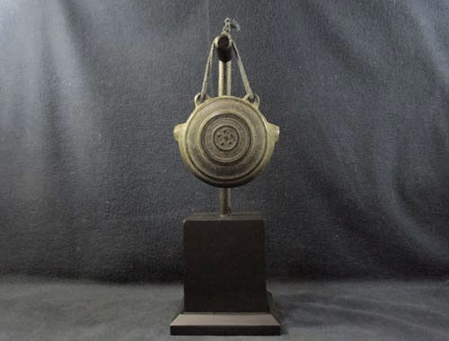 江戸期　鋳銅製　梵音具　手乗り　小型　鰐口　茶道具床飾り　飾り台付　検　仏教美術　民衆仏　民間信仰　金銅仏_1