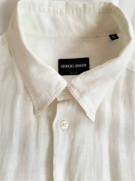 ★☆GIORGIO ARMANI 黒ラベル ホフホワイト 麻シャツ 40 美品☆★