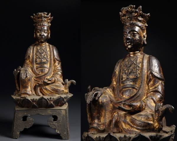 仏教美術　古銅鍍金　誕生仏　仏像　V　R5530 銅金観音菩薩坐像 仏教美術 唐物 古銅鍍金仏 観音坐像 塗金