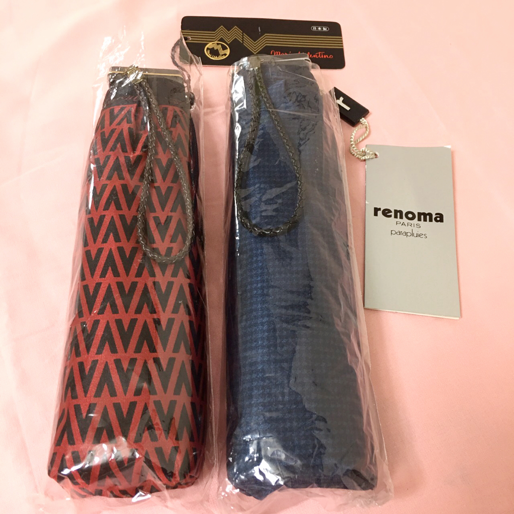 未使用 Mario Valentino マリオバレンチノ renoma レノマ ◇ 折りたたみ傘 2点セット ブルー レッド 日本製 ナイロン100%