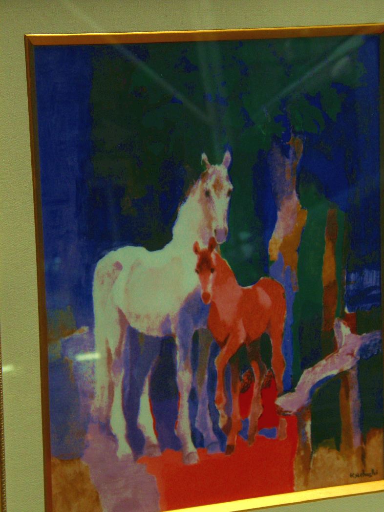 陶板画 馬の親子 上橋 薫 画伯 「馬の親子」 陶板画 額装 ⁄
