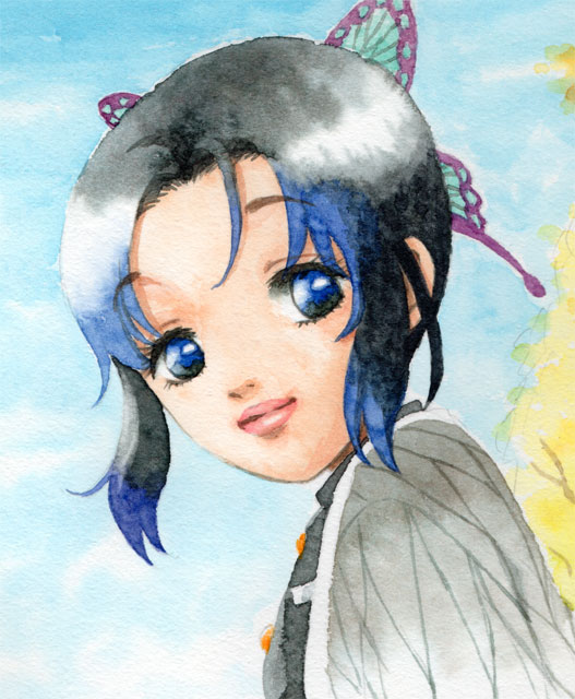 手描きイラスト＊鬼滅の刃＊胡蝶しのぶ＊ 透明水彩＊原画 | APPS