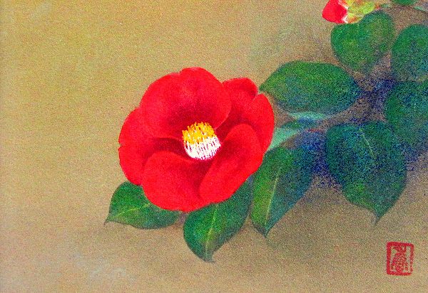 日本画 絵画 複製 香『椿』SM号 鈴木 59.9）（絵画｜アート ◎鈴木香『