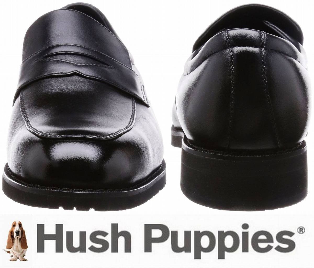 送料無料/新品/ハッシュパピー/Hush Puppies/ローファー/Uチップ/本革/大塚製靴製品/ビジネス/幅広/通気良好/24.5㎝EEEE/黒/ブラック/T3552