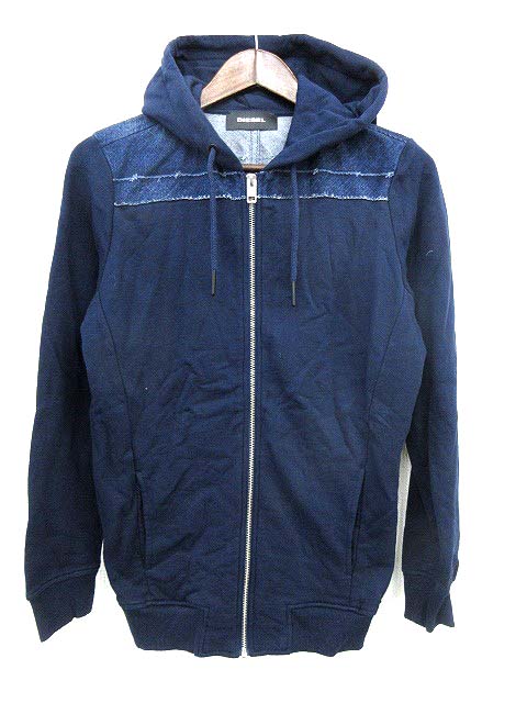 ディーゼル DIESEL スウェット パーカー デニム 切替 XS 紺 17SS 