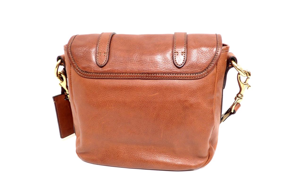 美品◇RALPH LAUREN ラルフローレン レザーショルダーバッグ キャメル
