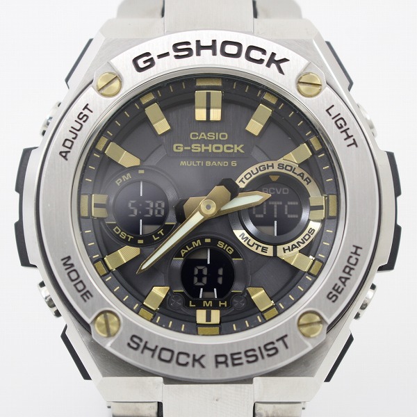 カシオ G-SHOCK Gスチール ソーラー電波 アナデジ メンズ 黒文字盤 GST 