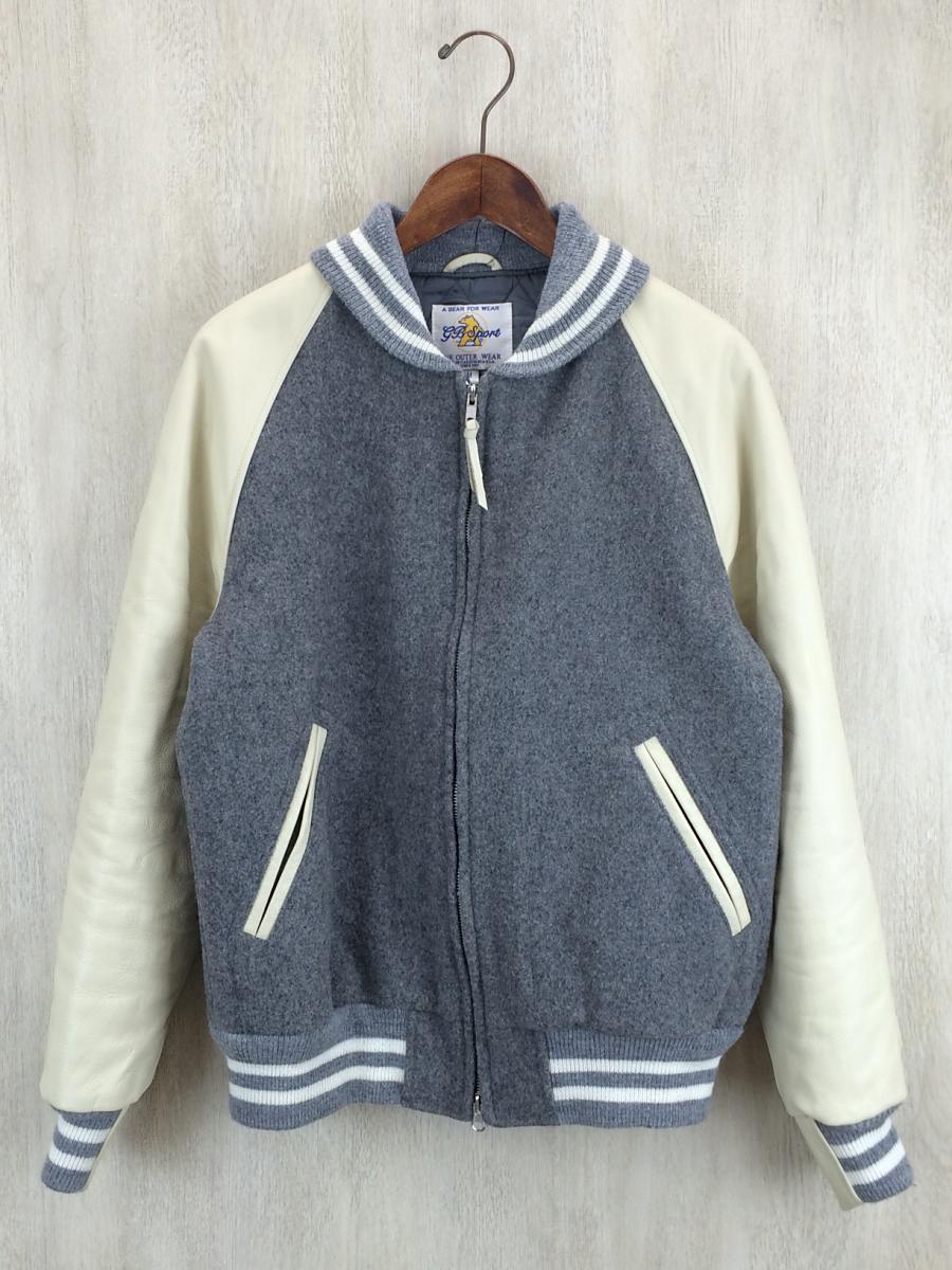 GOLDEN BEAR◆スタジャン/M/レザー/GRY/無地